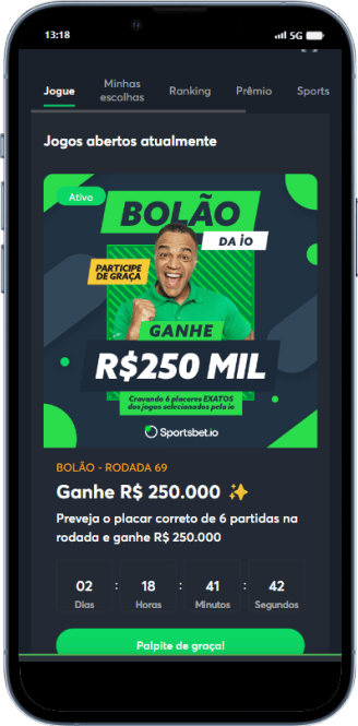Tela do banner da promoção Bolão da io na Sportsbet.io