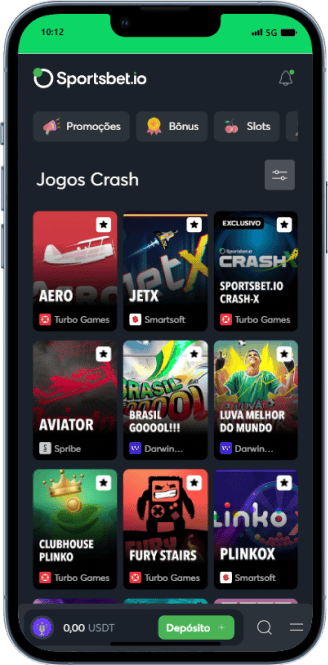 Página de jogos na Sportsbet.io, sessão de Crash Games
