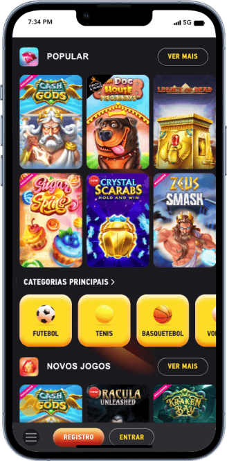 Tela de menu de jogos online na FezBet