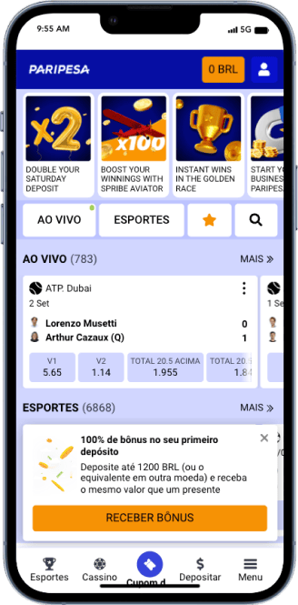 Screenshot do menu da PariPesa