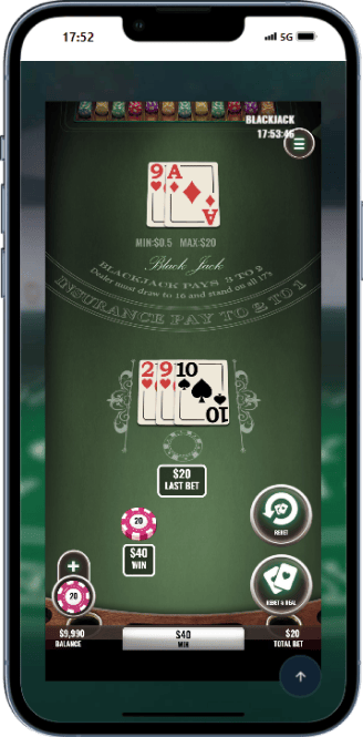 Jogo blackjack vip da Platipus versão mobile 