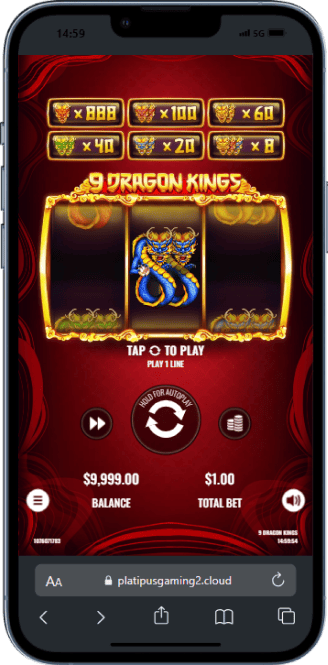 Caça-níquel 9 Dragon Kings versão mobile 