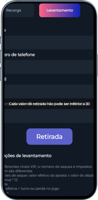 Aviso de quando tentamos retirar o valor do saque 