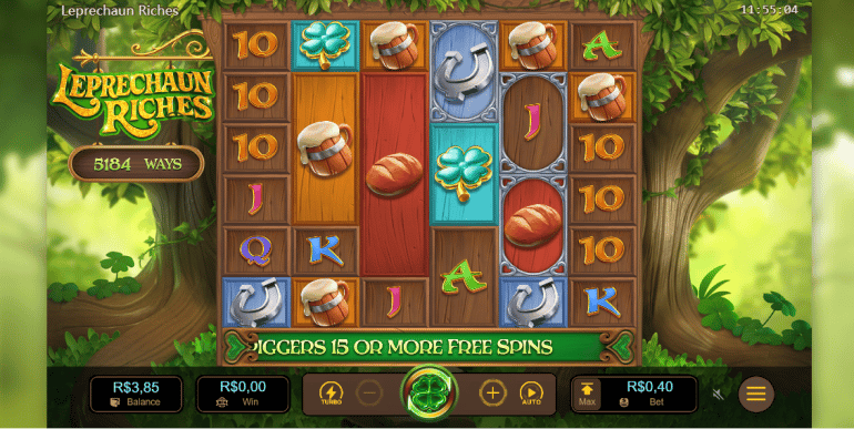 Segundo exemplo do slot da Leprechaun Riches da PG Soft