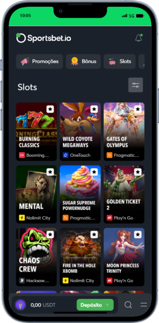 Página de jogos na Sportsbet.io, sessão de Slot Games