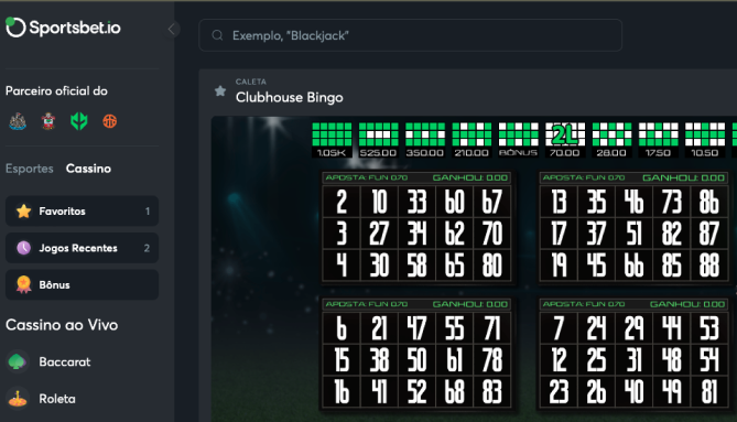Jogo de bingo com criptomoedas na Sportsbet.io