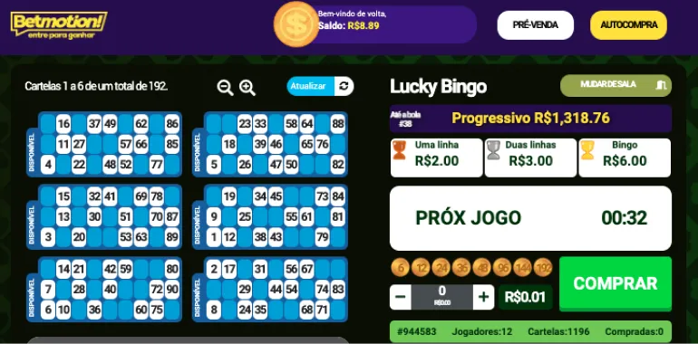 Na Betmotion você pode apostar com um depósito mínimo baixo e comprar cartelas no bingo por menos de 1 real