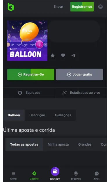 Apostas com criptomoedas ou dinheiro real no jogo do balão no cassinos online da BC.Game