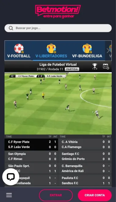 Futebol Virtual na Betmotion