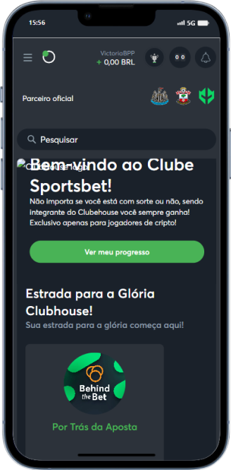 Tela inicial do Clubhouse na Sportsbet.io