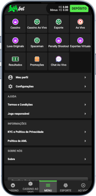 menu principal luva bet app