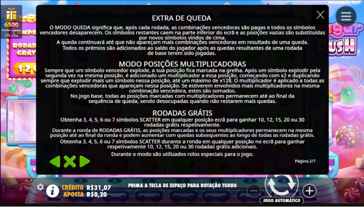 Regras do Sugar Rush Demo
