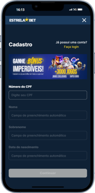 Opção de cadastro do caça-níquel com tema pirata na Estrela.bet