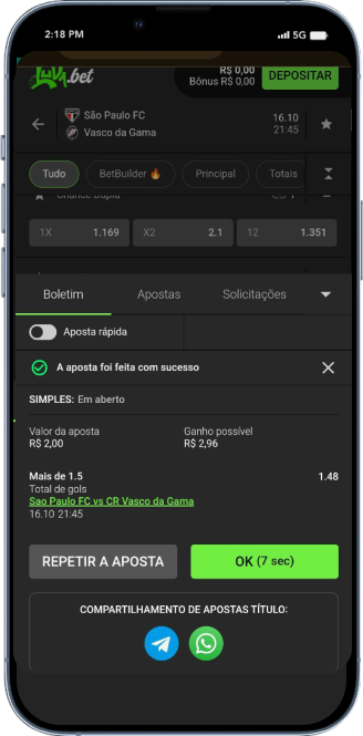 Cupom de aposta em mais de 1.5 gols