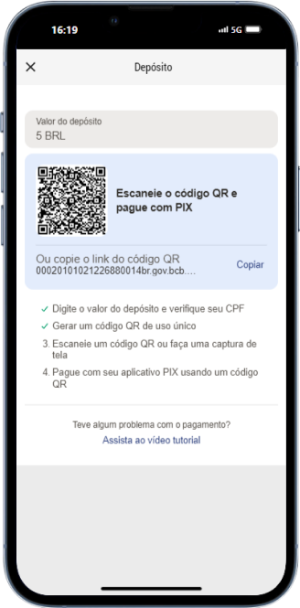 plataforma 5 reais parimatch tela de pagamento