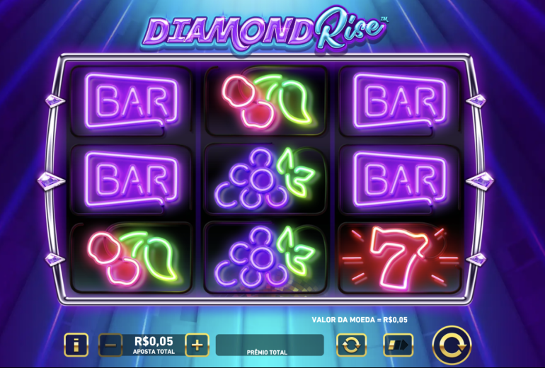 A imagem trata-se da captura de tela do slot Diamond Rise