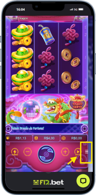A imagem mostra onde encontrar a linha de pagamento no slot Fortune Dragon